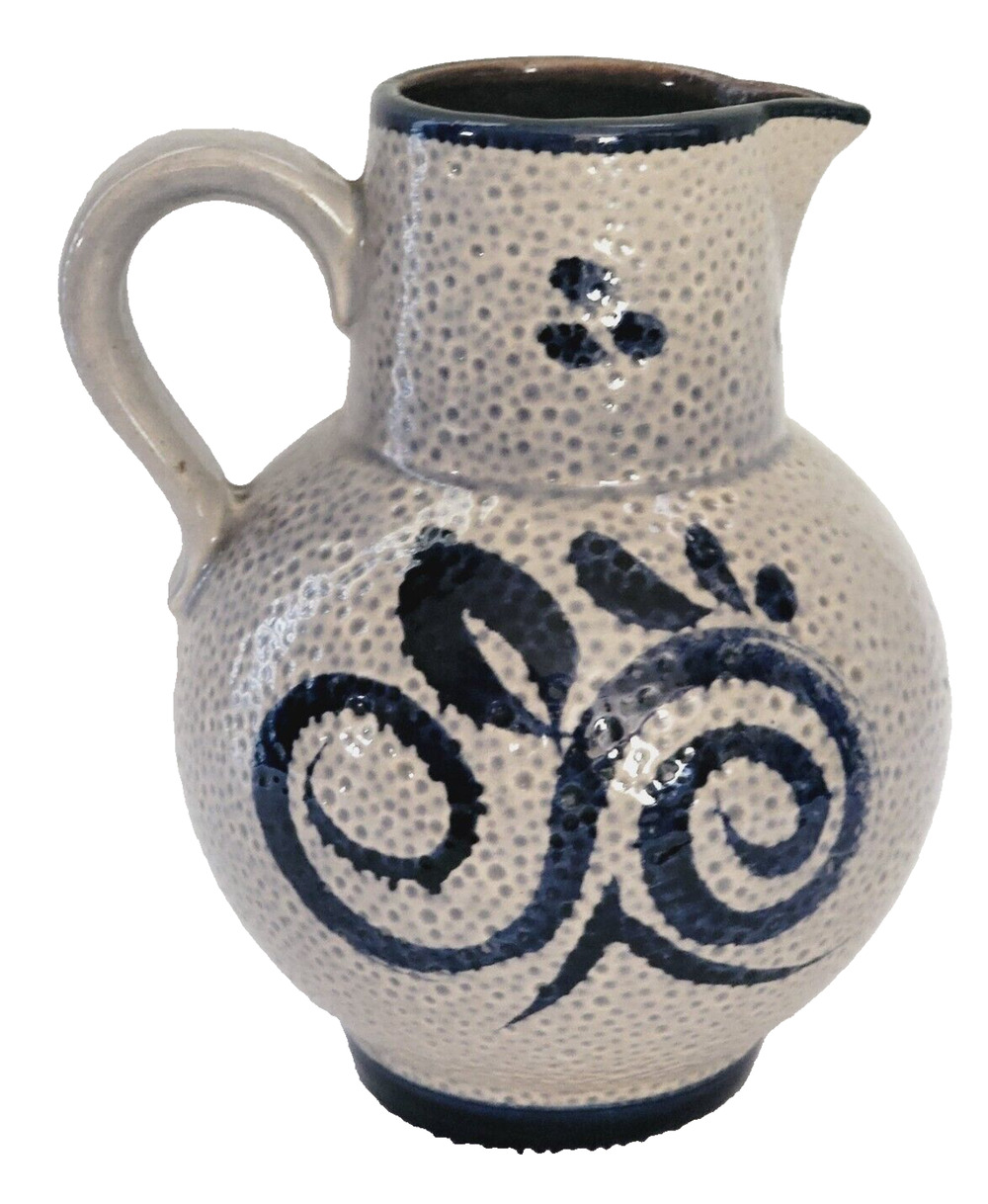 Vintage Scheurich W. Germany Stoneware Ceramic Pottery Blue Salt Glazed 8.25" H